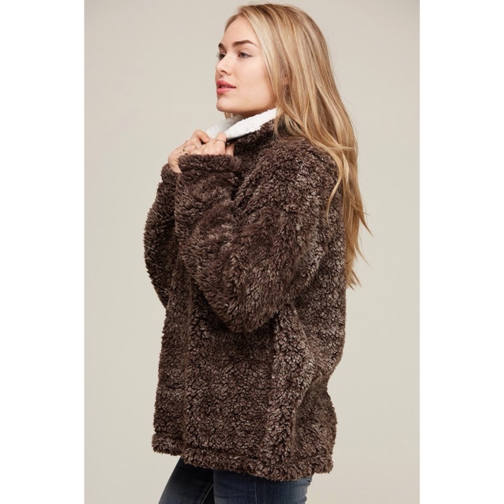 LAST ONE! Sherpa Pullover-Brown - Picture 4 of 4